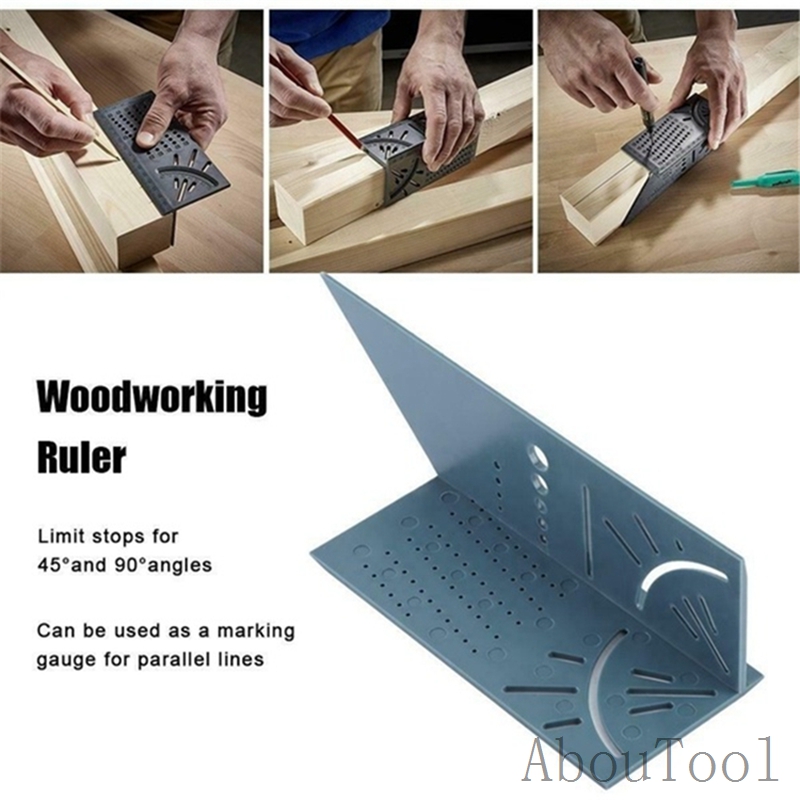 Wood Working Ruler 3D Mitre Angle Measuring Gauge Square Size Measure Tool Woodworking Gauge Ruler 45° 90° Carpenter AbouTool