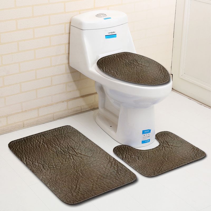 Zeegle Modern Style Printed Bathroom Rug Absorbent Toilet Pedestal Rug Bath Foot Mat Anti-slip Soft Toilet Seat Cover Mat