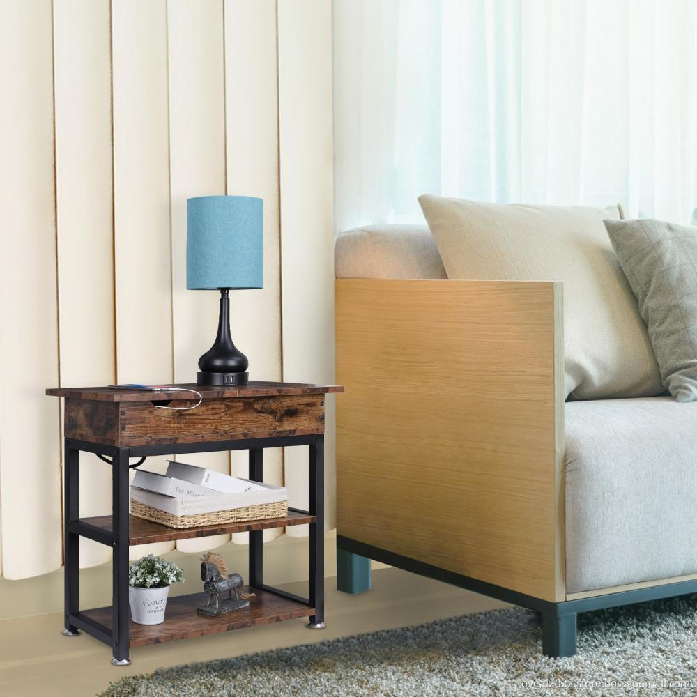 Bedroom End Table with Charging Station