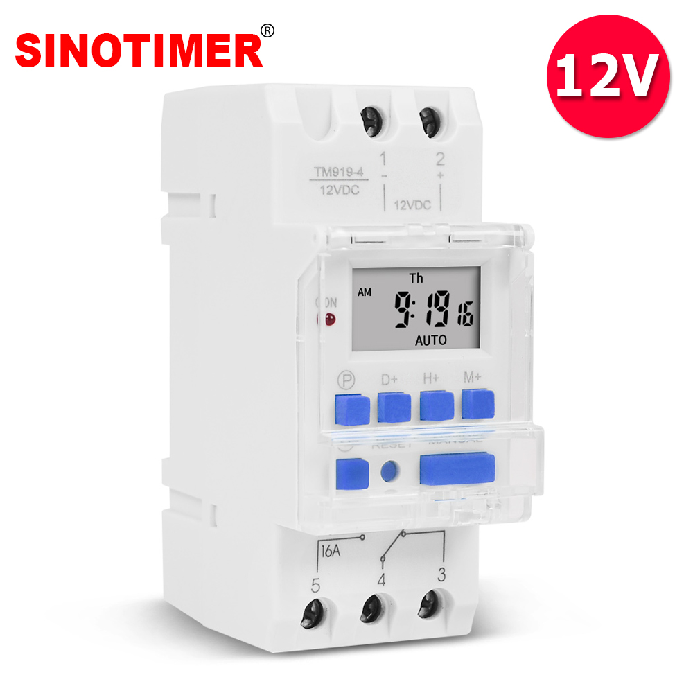 12V DC AC LED Lighting Digital Time Switch with 7 Days Programmable Function and 1NO+1NC Switch Output