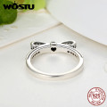 WOSTU Authentic Real 100% 925 Sterling Silver Sparkling Bow Knot Jewelry Sets Original Women Wedding Jewelry XCS022