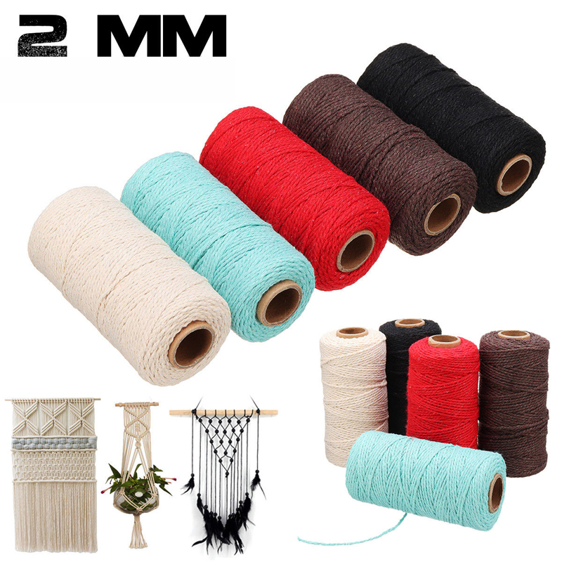 100m Long/100Yard Pure Cotton Twisted Cord Rope Crafts Macrame Artisan String High Quality Home Decorative
