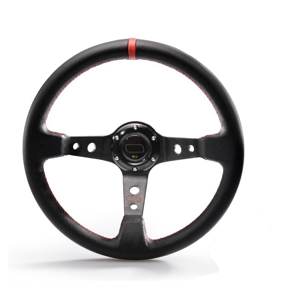3 Colors 14inch 350mm Car Racing Steering Wheel Aluminum Bracket and PVC Leather Button Sport Steeing wheel with Logo