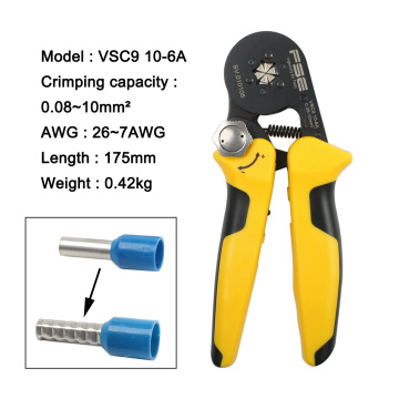 Crimping pliers tools VSC9 10-6A 0.08-16mm2 23-7AWG for tube type needle type terminal manual adjustable tools