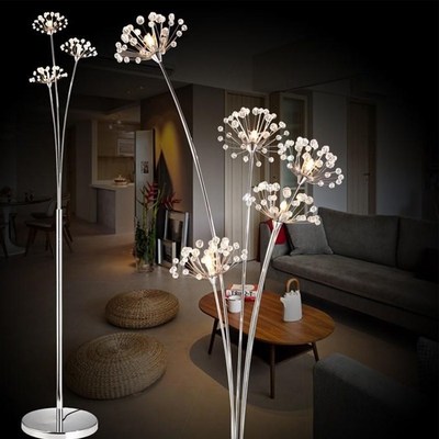 Modern Simple LED Floor Lamp Living Room Bedroom Crystal lamp Wedding Dress Shop Floor Lamp Study Dandelion Light MING
