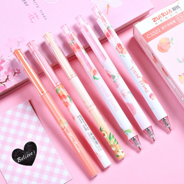 Quick-drying Peach Gel Pen Korean Stationery Cool Pens Novelty Kawaii Cute Pens 0.5mm Black Writing Gel Pen Office Accessories