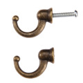 DRELD 2Pcs Antique Bronze Hooks Wall Hanger Hat Coat Robe Hooks Bathroom Kitchen Hanger Furniture Hardware w/Screws 29*20*12mm