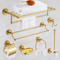 Gold Brass Bath hardware Set Bathroom Accessories Bathroom Shelf, Soap Dish,Toilet Paper Holder,Soap Dispenser,Robe Hook Kxz009