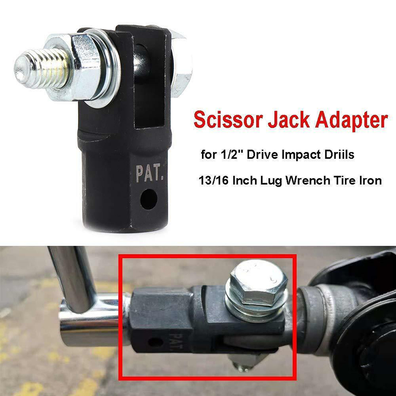 Car Scissor Jack Adaptor 1/2'' or Use with 1/2 Inch Drive or Impact Wrench Tools 13/16" lug wrench/tire iron socket car accessor