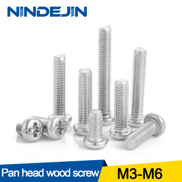 NINDEJIN 20/50pcs Cross Recessed Pan Head Screws M3 M4 M5 M6 304 Stainless Steel Machine Screw Philips Wood Screw GB818