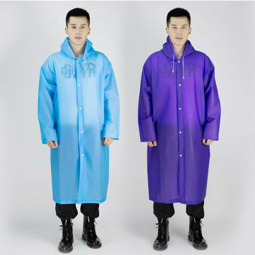 Durable Mens Womens One-piece Waterproof Jacket Rain Coat Hooded Button Raincoat EVA Button Hooded Rain Coat Poncho Rainwear