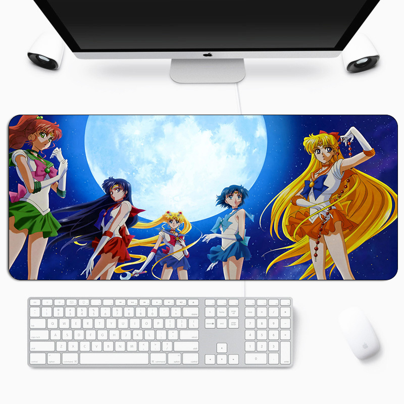 Anime Sailor Moon Big Mouse Pad Large Rubber Gaming Mat Speed Kawaii XL MousePad Keyboard Locking Edge Otaku Computer Desk Pad