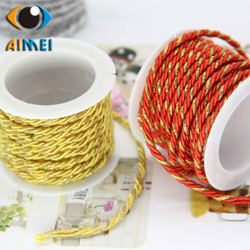 3mm silver cotton ropes for packaging gifts gold red rope DIY hand-woven twine strings for handwork macrame cords plaited cord