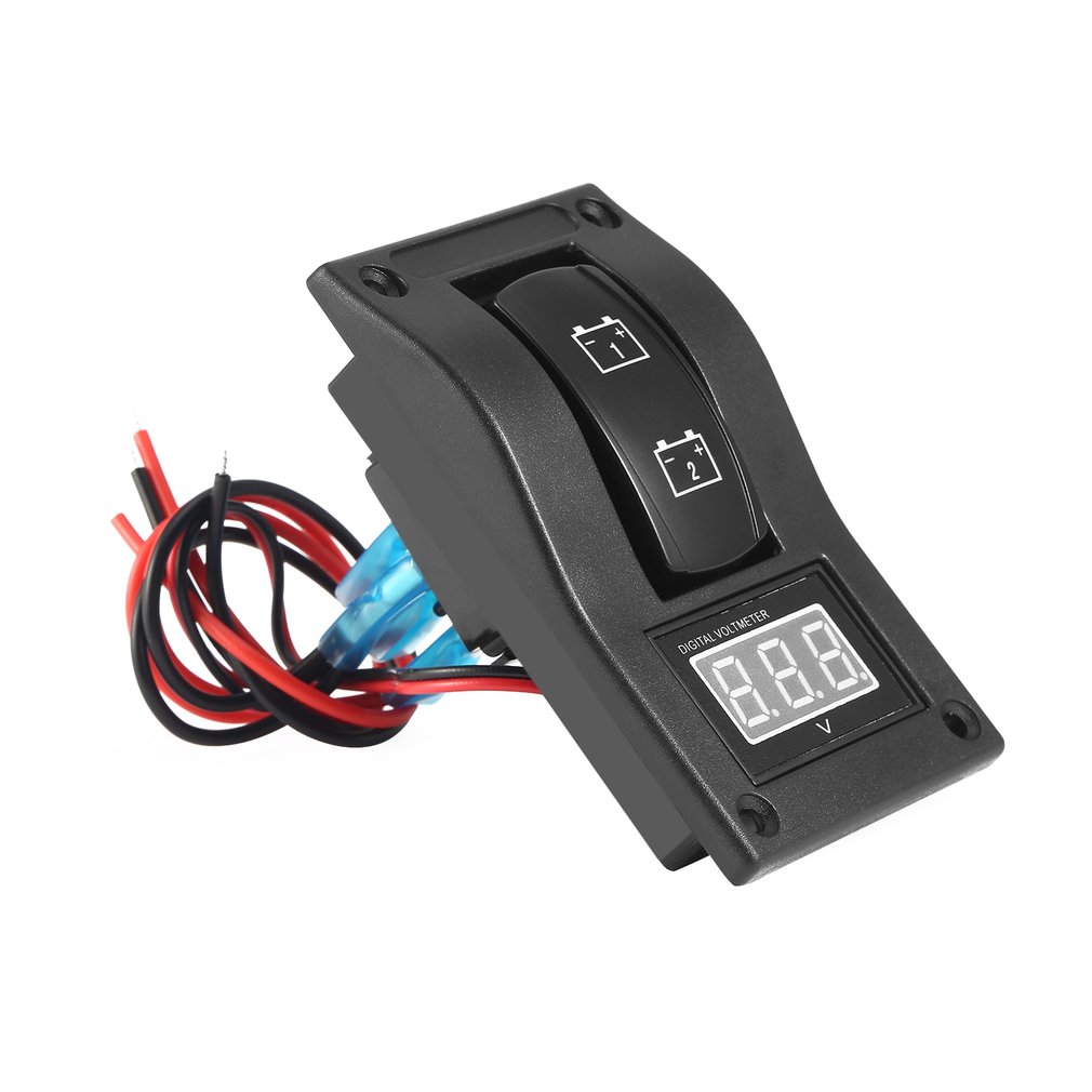 Waterproof 12-24V LED Dual Digtal Voltmeter Battery Test Panel Rocker Switch for Car Motorcycle Truck Marine Boat