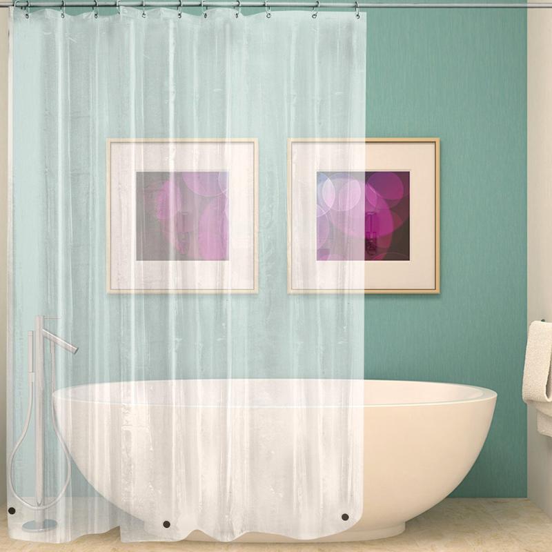 Waterproof Shower Curtain Transparent PEVA Mildew Bathroom Toilet Bath Cover Curtains with 12 Hooks Household Supplies