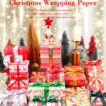 Cartoon Christmas Wrapping Paper DIY Handmade Book Gift Box Packaging Paper for Business Wedding Kids Birthday Scrapbook Paper