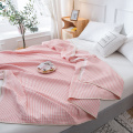 Bonenjoy 100%Cotton Knitted Blanket for Summer Pink Color High Quality Cotton Summer Thread Blankets Single Queen Towel Blanket