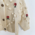 Autumn Winter Baby Girls Flower Knitted Cardigan Sweaters Coat Children Clothing Kids Handmade Wool Ball Cardigan Coat Tops