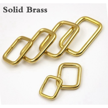 4 Pcs Solid Brass Wire Formed Open End Dee Ring Rectangle Buckle Loops For Webbing Strap Leather Craft Trimits DIY Accessories