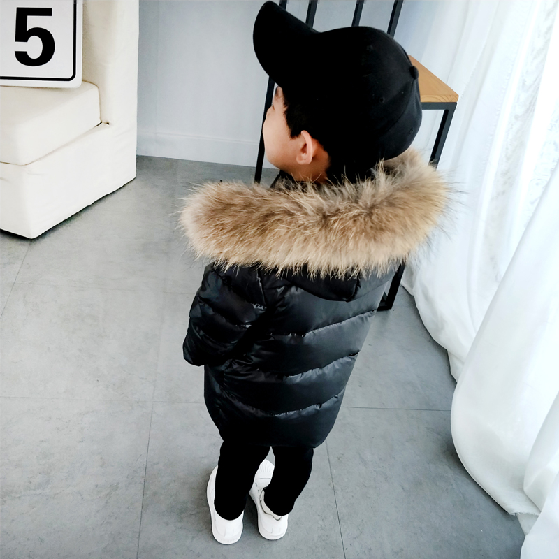 Winter Children Down Jackets Casual Solid Long-Style Detachable cap Boy's Jackets Coats 90% White Duck down Clothing