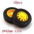10pcs 3*42mm Rubber Tire for RC Model DIY Toys Cars Front Rear Tyre Wheel Rim Tire Skin Dia 42mm Technology Production Tires