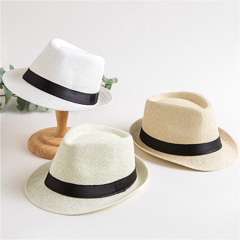 Hot Men Sun Hat Panama Straw Jazz Summer Hat Casual Beach Sun Protection Unisex Women Hat Cowboy Gangster Cap Sun Visor Hat