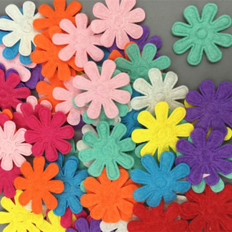 DIY 400Pcs Color Flowers Felt Appliques Fabric Flower decoration Non-woven 27mm