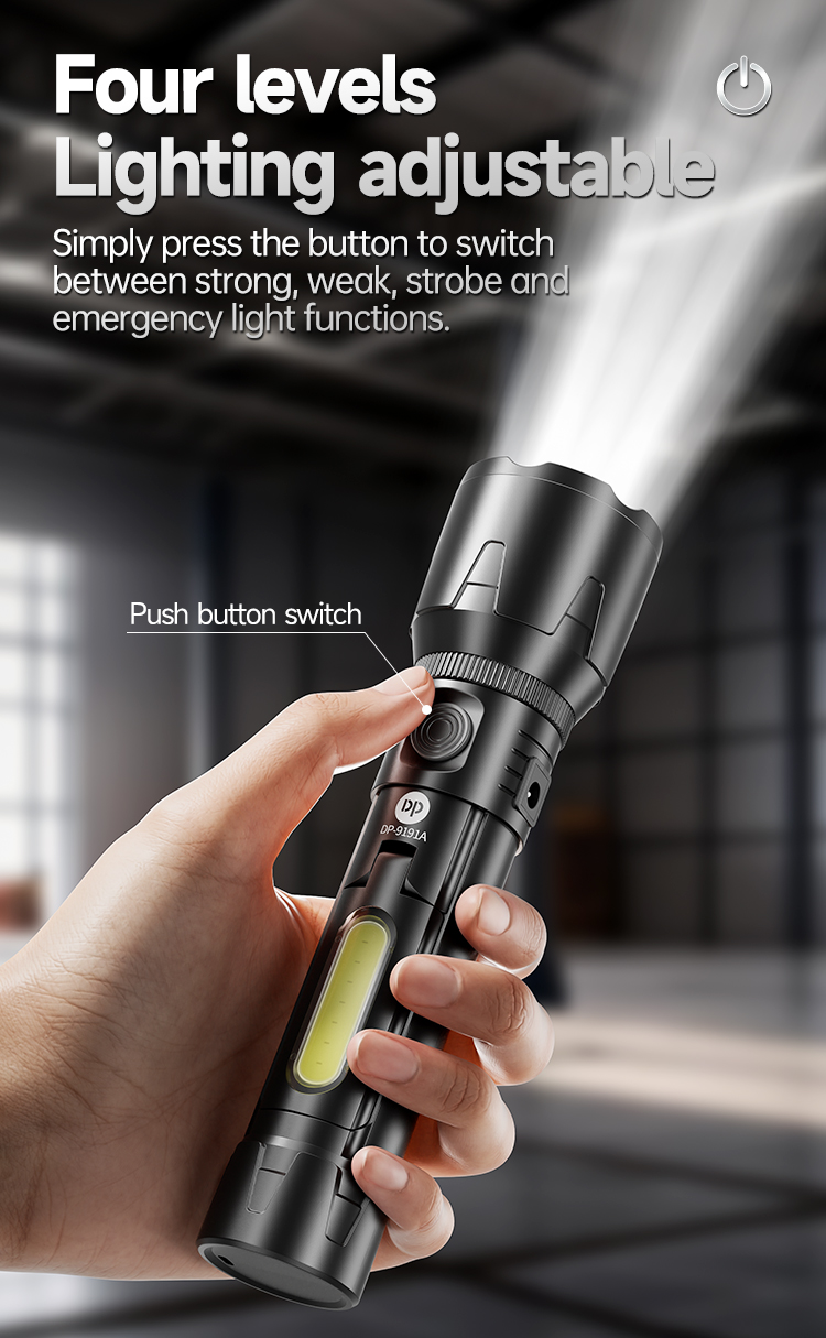06-9191A-Super Bright Solar Charging Rechargeable Tactical Flashlight Torch