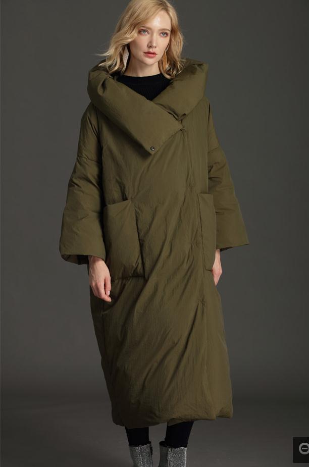 XS-7XL Plus size Winter over the knee longer fluffy duck down coat female oversized hooded thicker warm down coats wq124