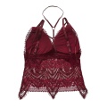 Women Lace Crop Top Sexy Chest Pad Summer Crop Tops Sexy Gathered Push Up Women Camisole Tank Tops