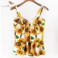 SISHION Cherry Floral Bustier Bralette Crop Top Summer Women Tank Top Cotton Short Vest Sexy Camis Women Tops Cropped VT0009