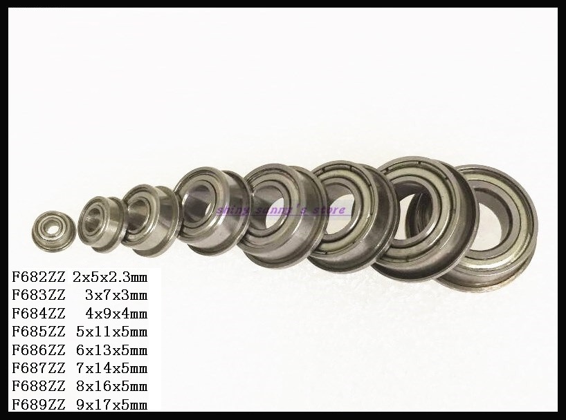 5pcs/Lot F686ZZ , F687ZZ , F688ZZ , F689ZZ Flange Bearing Thin Wall Deep Groove Ball Bearing Mini Ball Bearing Brand New