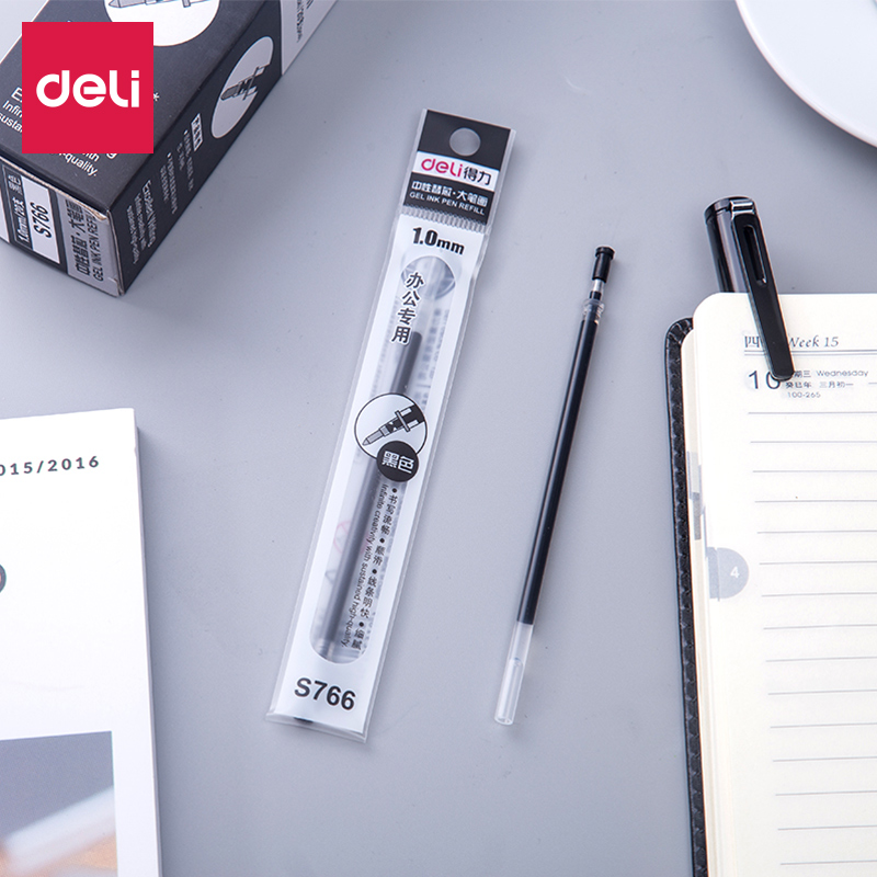 Deli 20pcs 1mm Gel Ink Pen Refill Black Color Ink School Stationery Writing Accessories Gel Pen Refills School Office Supplies