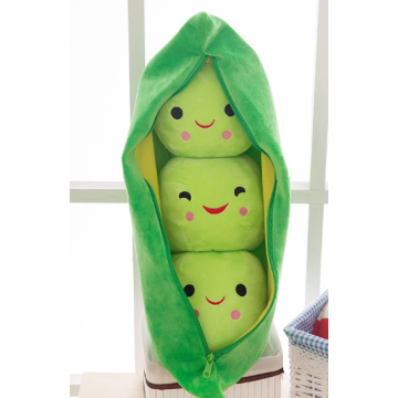 25 CM Cute Pods Pea Shape Stuffed Plant Doll 3 Beans with Cloth Case Creative Plush Toy 2 Colors