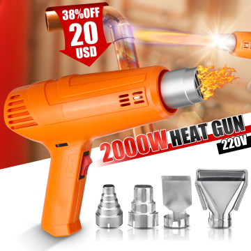 220V 2000W Heat Gun, Hot Air Gun Variable Temperature Electric Paint Gun With 4-Nozzles Hot Air Gun With Adapter