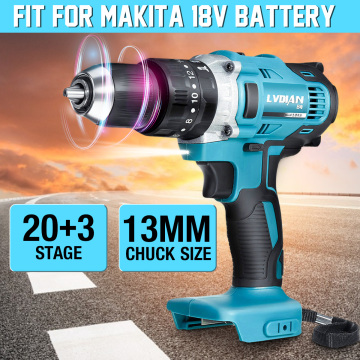 3-In-1 Electric Impact Drill Hammer Drill Electric Screwdriver Rechargable 13mm 2-Speed 25-90Nm For Makita Battery 18V