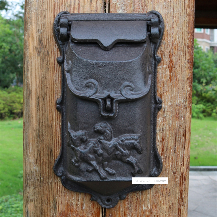 1892 lron Handicraft Lockable Mailbox Retro Mailbox Retro Wall Newspaper Letter Post Box Outdoor Decoration Secure Letterbox