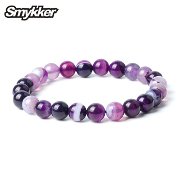 Amethyst Line Bracelet 8mm Beaded Bracelet Loose Spacer Religious Buddha Bracelets Friendship Ornament Agate Stone Jewelry Gifts