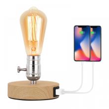 Industrial Table Lamp Base with Dual USB Port