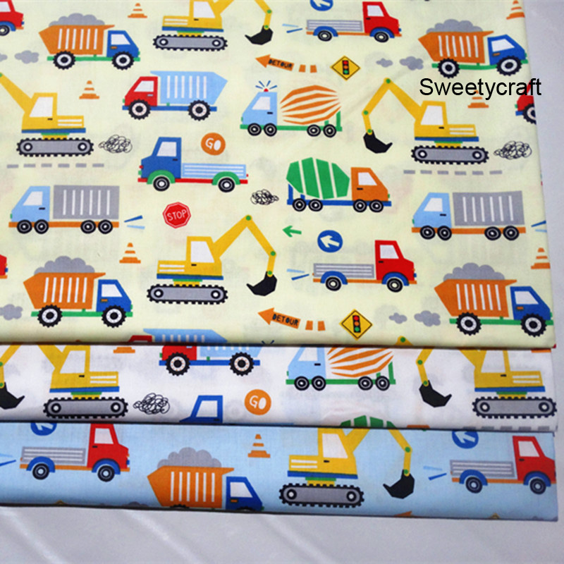 160*100cm Cotton fabric Cartoon Car Printed Twill Quilting Patchwork Tecido Fat Quarters Cloth For DIY Sewing Kid Dress Bed Doll