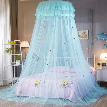 Round Top Canopy For Beds Ceiling-Mounted Mosquito Net Free Installation Foldable Bed Canopy with Hook Princess Bed Curtain