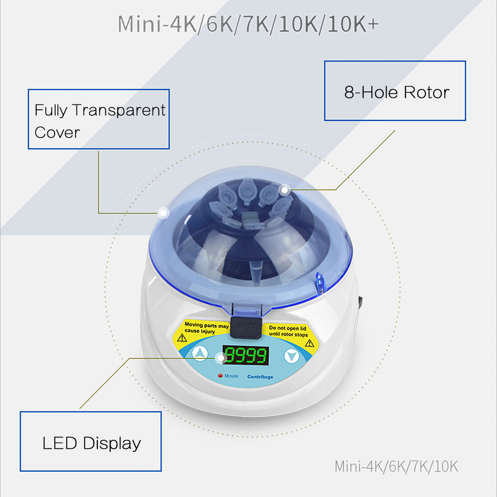 MINI-4K New 4000rpm Micro Digital Centrifuge 850g Centrifuged Force Mini Laboratory Centrifuge Time Setting