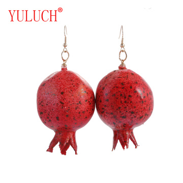 YULUCH New Design Earrings Fresh Fruit Plastic Red Guava Pendant for Personality Fashion Women Jewelry Accessories Gifts