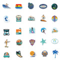 50PCS Outdoor Surf stickers Sports Tropical Beach Surfing Waterproof Stickers To DIY Surfboard Car Skateboard Sticker Kid Toys