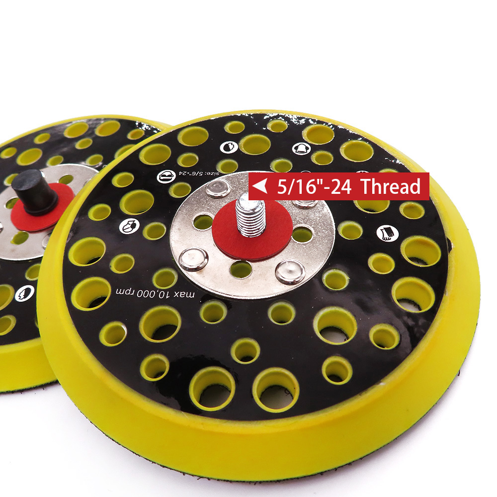 5 inch 125mm 44 Holes Sander Backing Pad Hook&Loop Sanding Pads with 5/16"-24 Thread Dust Free Sanding Disc Holder for MIRKA