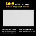 Projection Screen Canvas 3D HD Wall Mounted Projection Screen Canvas LED Projector for Home Theater 60/72/84/100/120in