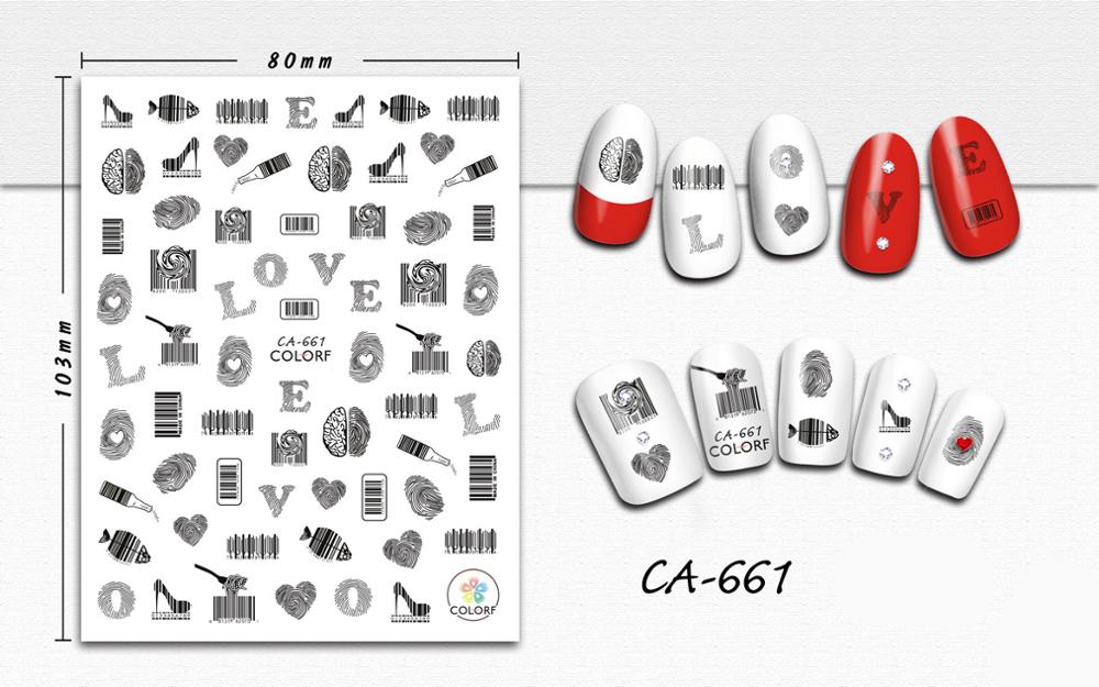 3D Nail Sticker Wine Glass Clock Nail Art Decorations Manicure Stickers Decals Slider Nails Foil Decoraciones Accessories