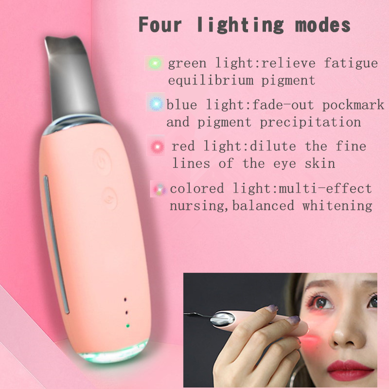 Wireless Charging Ultrasonic Facial Skin Scrubber Deep Face Cleaning Peeling Shovel Beauty Skin Care Device Facial Pore Cleaner