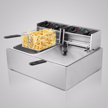 5000W 20L Electric Commercial Deep Fryer Twin Basket Steel Benchtop Food Tool