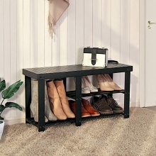 2-Tier Shoe Rack Bench Bamboo For Entryway